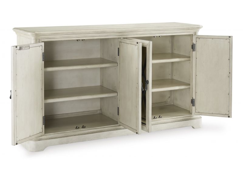 White Buffet Table with Mirrored Double-Door - Galga